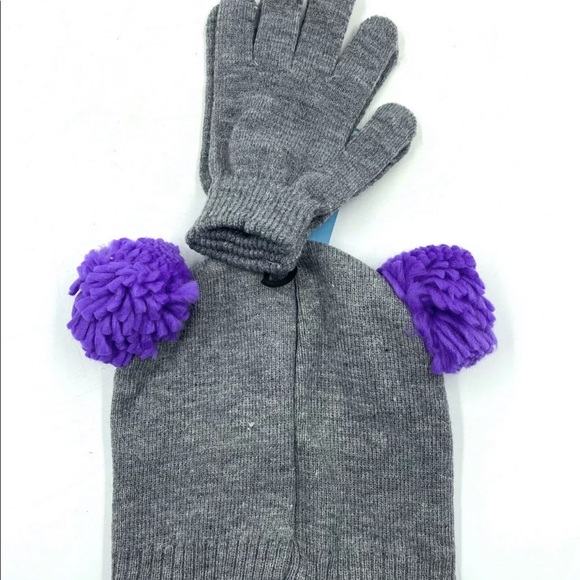 Fingerlings Monket Hat & Glove Set Gray Purple NEW - Picture 2 of 5